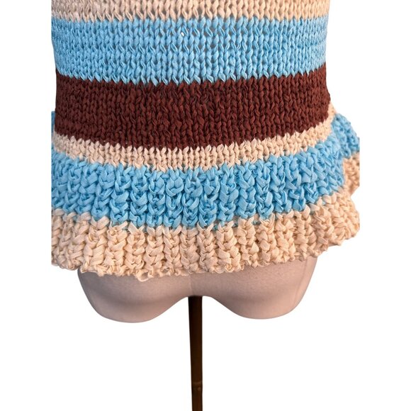 2/$30 ZARA Medium Striped Sleeveless Knit Top Brown/Beige/Blue - Picture 11 of 14